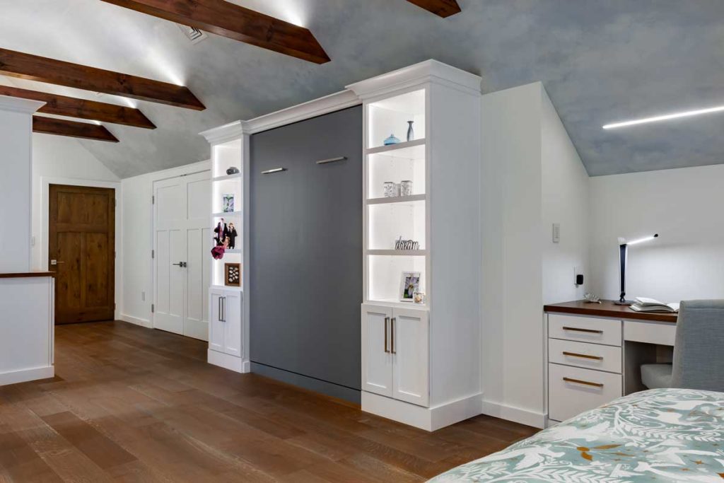 Murphy bed solution (stowed)for two queen beds in one room
